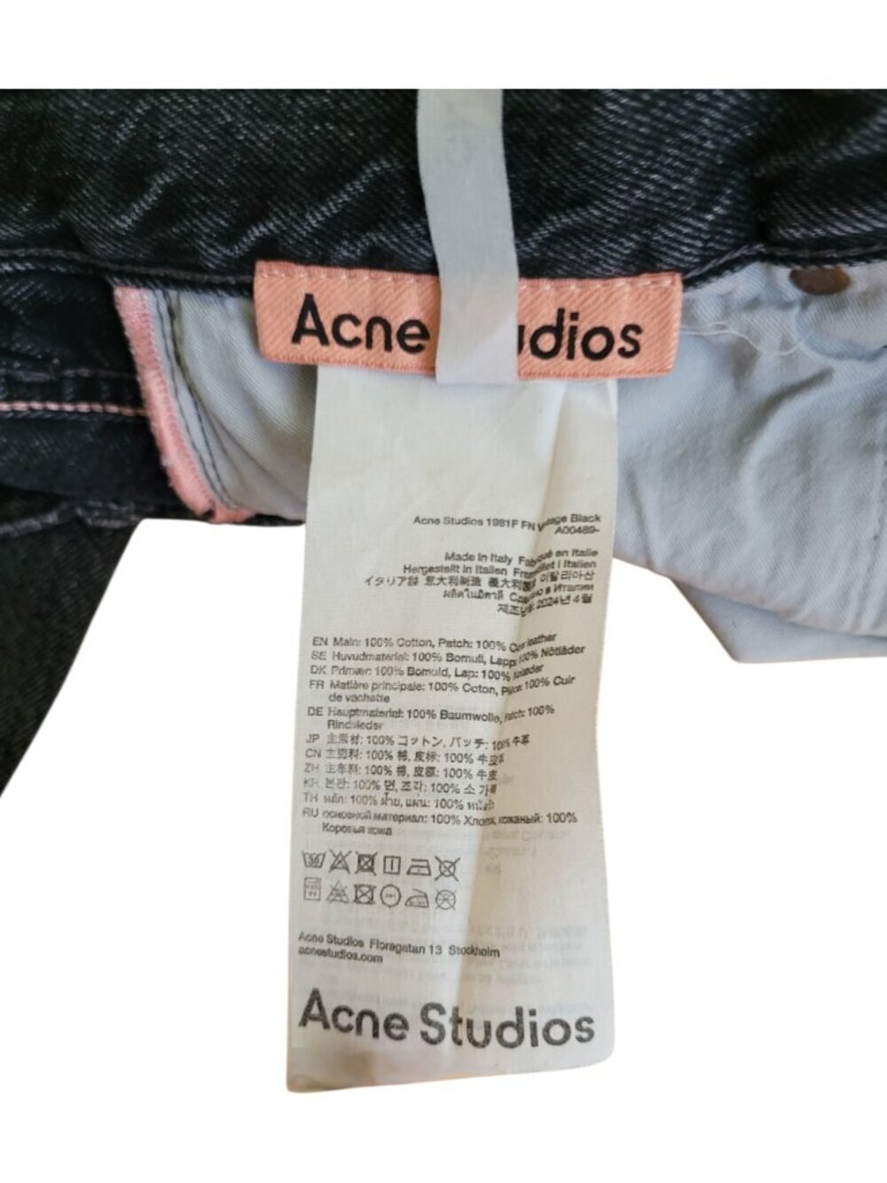 Acne Studios 1981F FN Vintage Black Wide Leg Jeans Size 34 Made Italy Denim - Picture 7 of 14